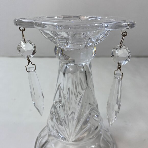 Royal Limited Lead Crystal Candlesticks Set 2 Dangling Prisms - Picture 5 of 16